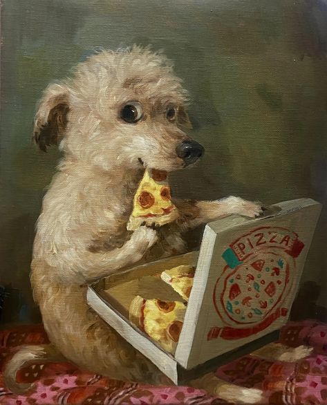 Alison-Friend-Pizza-lover Pizza Dogs, Alison Friend, Pizza Painting, Vintage Pizza, Pizza Drawing, Pizza Art, Cute Pfp, Eating Pizza, Arte Peculiar