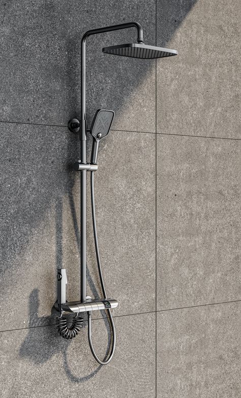 Black Chrome Wall Mount Bathroom Shower Faucet Shower Head And Handheld Sprayer Bath Rain Shower Set Stainless Steel Shower Head, Wall Mounted Shower Head, Master Shower Faucet Ideas, Bath Taps With Shower Head, Shower Faucet Ideas Bathroom Fixtures, Chrome Shower Fixtures, Shower Heads With Handheld, Rain Shower Bathroom, Bathroom Design Small Modern