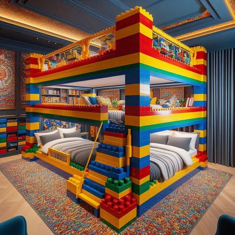 Lego Bedroom Ideas Boys, Lego Inspired Bedroom, Bedroom Creative Ideas, Lego Space Sets, Lego Bedroom, Brick Detail, Kid Bedroom, Creative Bedroom, Local Furniture