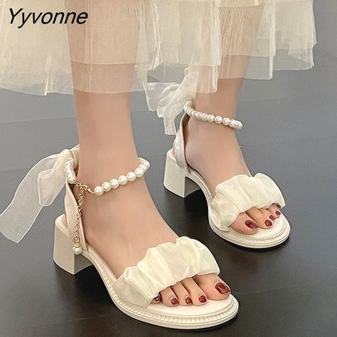 Shipping: Worldwide Express Shipping Available Delivery time: 🚚7-15Days Fast Shipping Returns: Fast refund,💯100% Money Back Guarantee. Korean Heels, Modest Girly Outfits, Sandal Tali, Heel Sandals Outfit, Friend Drawings, Fancy Sandals, Pretty Heels, Fancy Heels, Heels Aesthetic