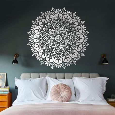 Design In Texture Stencils for Craft and Art Mandala Pattern Stencils. . . . #art #decor #home #amazonfind #interior #wallart #elegantdesign #trend #trending #homemakeover #makeover #diy #diyart #homeart #homeideas Mandala Wall Art Murals, Diy Wall Decor Aesthetic, Design Wall Painting, Ceiling Stencil, Wall Painting Stencils, Mandala Wall Stencil, Wall Stencil Designs, Design Stencils, Mural Stencil