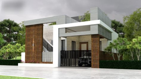 Narrow House Elevation Designs, Single Floor Modern Elevation, Single Floor Front Elevation Designs Modern, Single Story Elevation Design, Single Story House Elevation, Single Floor Front Elevation Designs, Ground Floor Elevation Design, Small House Design Architecture, Small House Exteriors