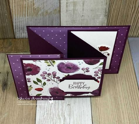 Cards Design Ideas, Handmade Flower Pot, Card Design Ideas, Z Cards, Poppy Cards, Fancy Fold Card Tutorials, Fun Folds, Step Cards, Shaped Cards