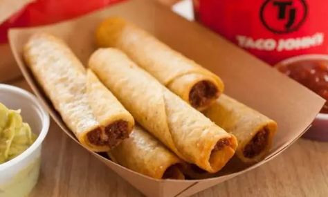 Mexi Rolls Recipe - Drinks & Foods Mexi Rolls Taco Johns Recipe, Taco Johns Mexi Rolls Recipe, Mexi Rolls, Rolled Taquitos, Taco Rolls, Taco Johns, Mexican Appetizer, Taco Roll, Taco John's