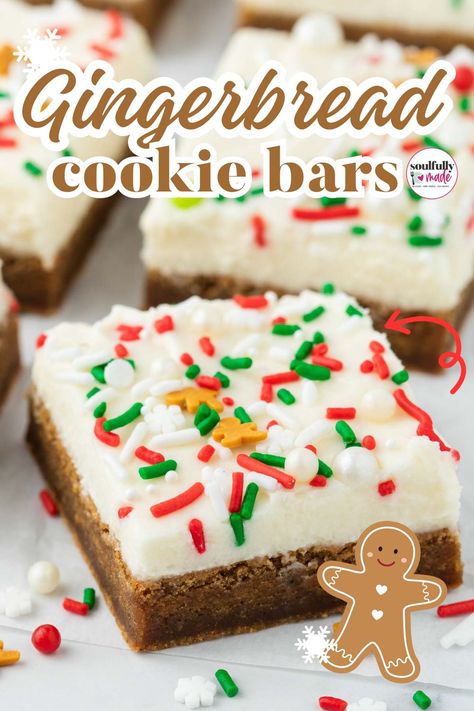 Gingerbread Cookie Bars, Bars With Cream Cheese Frosting, Gingerbread Recipes, Dough Cookie, Bars With Cream Cheese, Christmas Cookie Bars, Gingerbread Cookie Dough, Chewy Gingerbread Cookies, Holiday Cookie Exchange