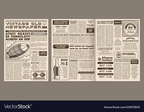 Vintage Newspaper Template, Paper Layout Design, Newspaper Article Template, Poster Newspaper, Grid Poster, Newspaper Fashion, Newspaper Layout, Abnormal Psychology, Paper Layout