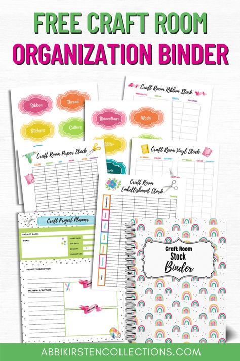 My Craft Room Organization Binder is included in my 3 Day Craft Room Organization Challenge. It has helpful printouts like label templates and craft supply stock sheets. Sewing Craft Room Organization, How To Organize Craft Supplies, Craft Room Printables, Craft Project Planner, Mom Hobbies, Organization Binder, Craft Room Organization Diy, Craft Cricut, Organization Labels