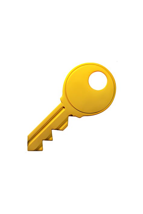 The emoji 🔑 depicts a golden key with a jagged edge and a loop at the top. The key is shown at a slight angle, with the teeth of the key facing to the left. The key is simple in design, with no additional embellishments or details. Key Emoji, Instagram Emojis, Emoji Signs, House Emoji, Apple Emoji, Lego Hotel, Apple Emojis, Geometric Photography, Key Animation