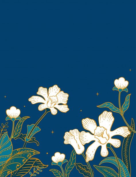 Batik flower background | Premium Vector #Freepik #vector #background #flower #floral #leaf Batik Illustration Design, Batik Illustration, Batik Flora, Flora Background, Batik Flower, Blue Flowers Background, Print Scarf Design, Floral Print Background, Chinese Flower