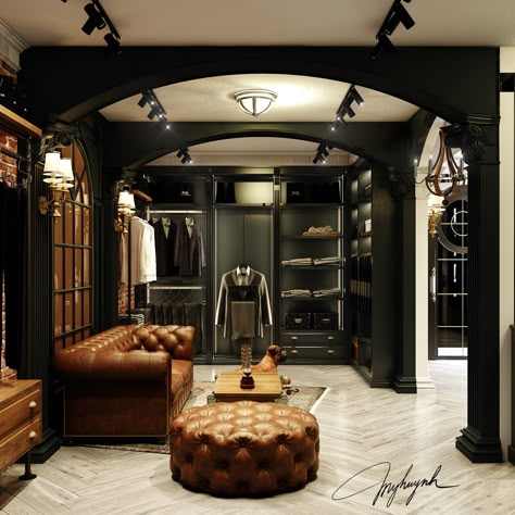 VEST STORE INTERIOR on Behance Tailoring Shop Interior Design, Clothing Store Interior Design, Clothing Boutique Decor, Luxury Retail Store, Furniture Design Architecture, Suit Stores, Retail Store Interior Design, Clothing Store Interior, Store Interior Design