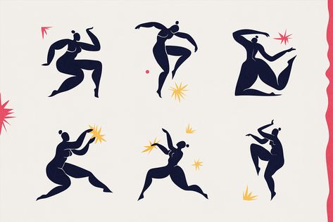 Dance Art Drawing, Women Vector Illustration, Blue Background With Stars, Women Vector, Dance Artwork, Interpretive Dance, Dance Vector, Dance Logo, Dancing Art