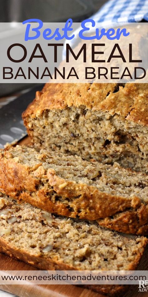 Banana Bread No Butter, Banana Oat Bread, Oatmeal Banana Bread, Oatmeal Banana, Banana Bread Recipe Healthy, Healthy Bread Recipes, Oatmeal Bread, Easy Oatmeal, Easy Banana Bread Recipe