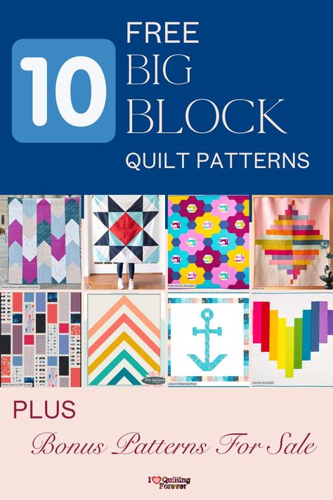 Top 10 Free Big Block Quilt Patterns ( 10 Bonus Patterns For Sale) Bold Quilt Patterns, Large Piece Quilts, 15 Inch Quilt Blocks Patterns Free, Intermediate Quilt Patterns, Large Quilt Blocks Patterns Free, 9 Block Quilt Patterns, Large Block Quilt Patterns, Big Block Quilt Patterns Free, Big Block Quilt Patterns