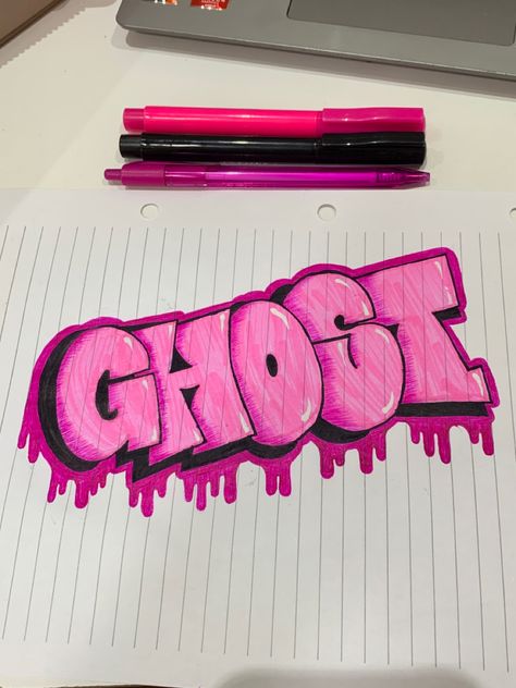 Ghost Graffiti Tag, Pink Graffiti Art, Graffiti Words Ideas, Graffiti Background Ideas, Easy Graffiti Art, Grafitis Ideas, Ghost Graffiti, Graffiti Sketchbook, Graffiti Art Drawings