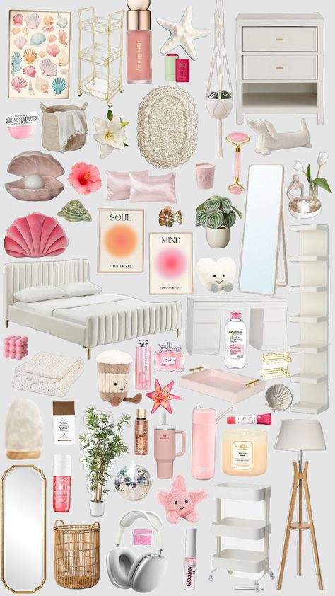 Decorating Your Living Room, Pink Coastal, Dream Dorm Room, Room Wishlist, Dream Bedroom Inspiration, White Room Decor, Cute Bedroom Ideas, Room Redesign, Preppy Room Decor