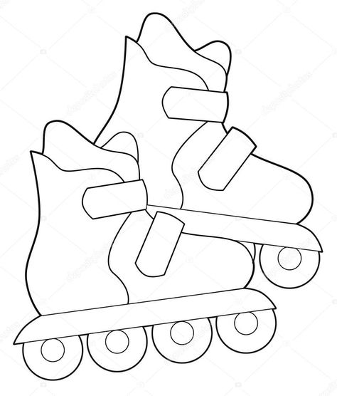 Roller Skates Coloring Page — Stock Photo Sketch Coloring Page Roller Derby Tattoo, Roller Derby Girls, Kids Roller Skates, Retro Roller Skates, Superhero Coloring, Boy Coloring, Skate Art, Coloring Pages For Boys, Abstract Art Painting Diy