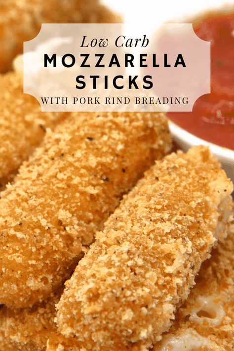 Keto Mozzarella Sticks, Keto Pork Rinds, Pork Rind Recipes, Fried Mozzarella, Cheese Pull, Easy Low Carb Snacks, Low Carb Marinara, Cheeseburger Pie, Pork Rind