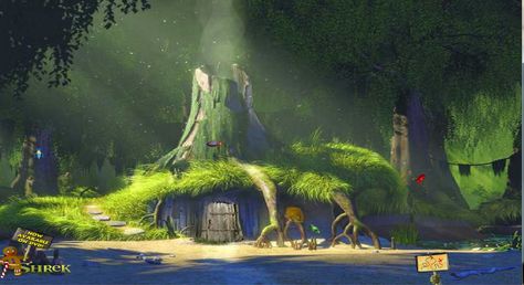 Image detail for -Shreks House submited images | Pic 2 Fly Punk Disney Princesses, Aardman Animations, Punk Disney, Youth Camp, Unique Trees, House Drawing, Kids App, Cartoon Background, Shadow The Hedgehog