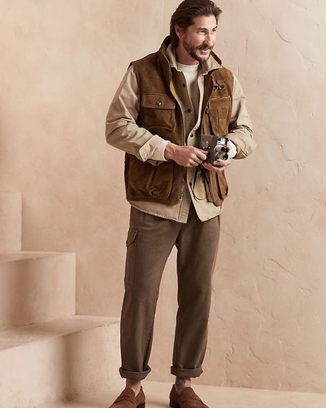 Mens Safari Outfit, Safari Outfit For Men, Capsule Wardrobe Men, Yellowstone Outfits, Safari Vest, Safari Outfit, Safari Outfits, Dippin Dots, Safari Chic