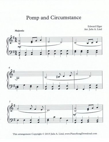 Pomp and Circumstance sheet music, graduation music, graduation song, free printable piano sheet music. Patriotic Piano Sheet Music, Rewrite The Stars Piano Sheet Music, Never Gonna Give You Up Clarinet Sheet Music, Million Dreams Piano Sheet Music, Free Piano Sheets, Gymnopedie No.1 Sheet Music, Graduation Songs, Piano Classes, Hymn Sheet Music