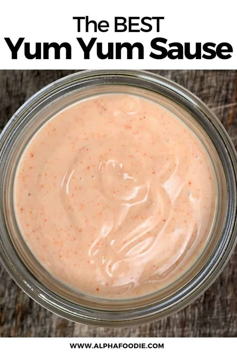 A staple of Japanese hibachi restaurants in North America, this creamy Yum Yum Sauce recipe is so easy to make and versatile enough to put on just about anything. Homemade Yum Yum Sauce, How To Make Yum Yum Sauce, Yum Yum Sauce Recipe, Japanese White Sauce, Hibachi Sauce, Wheat Free Diet, Japanese Sauce, White Sauce Recipes, Yum Yum Sauce