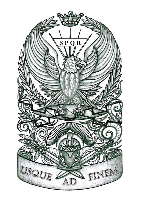 Roman Legion Tattoo, Ancient Rome Art Drawing, Roman Eagle Tattoo, Ancient Rome Tattoo, Legion Tattoo, Roman Empire Tattoo, Roman Tattoo Ideas, Spqr Tattoo, Roman Tattoos