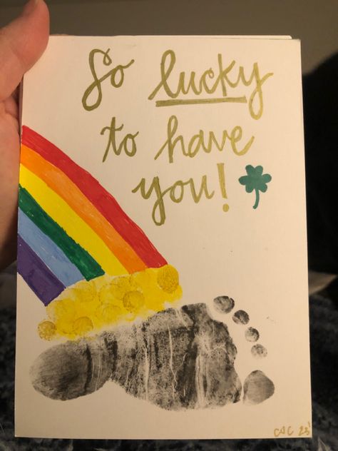 Baby St Patrick's Day Crafts, First St Patricks Day Baby Crafts, Infant Saint Patricks Day Art, March Crafts For Babies, At Patrick’s Day Crafts For Babies, Spring Baby Crafts Foot Prints, March Footprint Crafts, St Patrick's Day Crafts For Infants, St Patrick’s Day Footprint Art