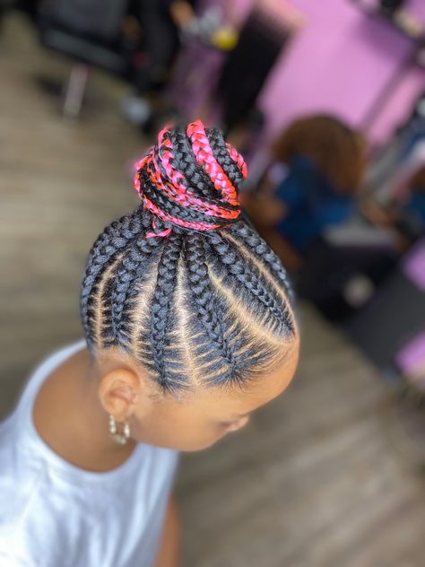 Kids Braided Ponytail Hairstyles, Braids Into A Bun, Braids Side, Feed In Braids Ponytail, Style Braids, Side Braids, Kid Hairstyles, Kid Hair, Lil Girl Hairstyles