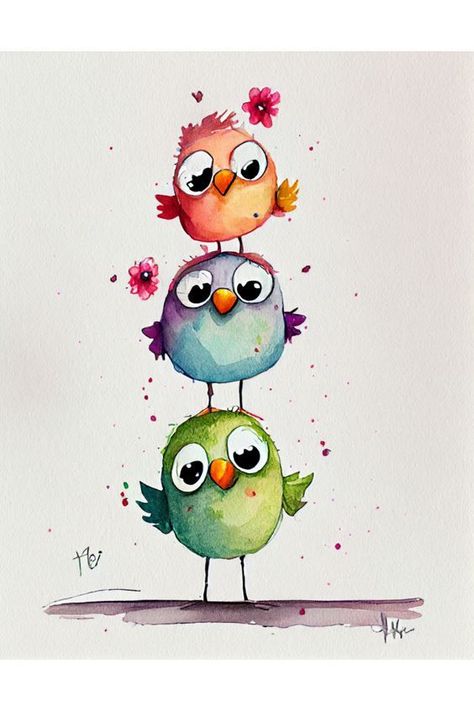 Bring some joy to any child's room with this stunning Magical Funny Bird Decor Set Wall Art Print. This Cute Birds Nursery Art Set Print is a high-quality digital download that is the perfect addition to your children's room watercolor decor or makes the perfect unique gift. The vibrant colors are captured in a unique and creative way, creating a one-of-a-kind piece of abstract art. Simply download, print, and frame - it's that easy! Bird Nursery Decor, Room Watercolor, Whimsical Art Paintings, Nursery Art Set, Watercolor Decor, Watercolor Birds, Cute Nursery, Watercolor Paintings For Beginners, Diy Watercolor Painting