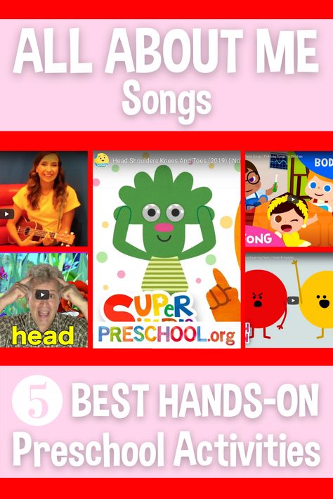 The 5 Best SONGS for ALL ABOUT ME Preschool Theme Best Preschool Songs, All About Me Preschool Songs, All About Me Songs For Toddlers, All About Me Songs Preschool, All About Me Theme For Infants, All About Me Theme For Toddlers, All About Me Songs, All About Me Toddler Theme, Preschool All About Me Activities