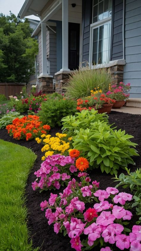 Discover stunning flower bed ideas for the front of your house From Rock Fall Raised and Easy to Low Maintenance and DIY we've got all the inspiration you need Explore Stone Full Sun Rocks Perennial and Rustic designs for a beautiful and effortless garden transformation Perfect for a white rock or low maintenance landscape these ideas are sure to elevate your outdoor space Front House Landscaping Low Maintenance, Diy Flower Bed Ideas, Diy Flower Bed, Easy Flower Beds, Front Yard Flower Beds, Garden Transformation, Flower Bed Ideas, Fabulous Diy, Low Maintenance Landscaping