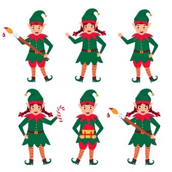 Elf Cartoon, Santa Claus Elves, Christmas Elf Costume, Elf Legs, Merry Christmas Vector, Kids Cartoon Characters, Elf Characters, Gift Vector, Cute Gnomes