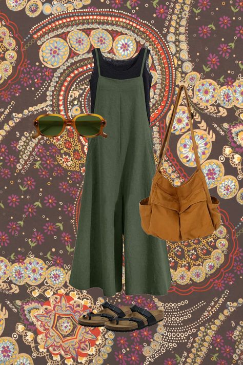 "Elevate your wardrobe with this stunning boho chic outfit! 🌿✨ Perfect for free-spirited souls, this look combines flowy fabrics, earthy tones, and statement accessories. #bohofashion #hippieoutfitideas #bohostyle #boho Boho Basics Wardrobe, Boho Granola Outfits, Soft Hippie Aesthetic, Earthy Boho Outfits, Hippie Boho Outfits, Boho Hippie Aesthetic, Earthy Outfits Aesthetic, Boho Hippie Outfits, Hippie Things