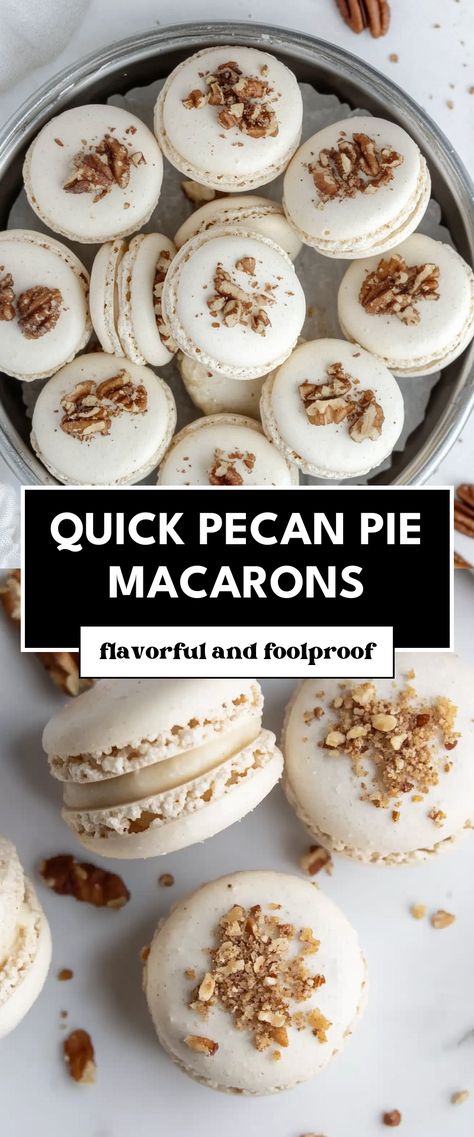 Image for Quick Pecan Pie Macarons Cookies And Cream Macarons Recipe, Macaroons Flavors Recipes, Perfect Macaron Recipe, Pecan Pie Cookie Cups, Maple Pecan Macarons, Dairy Free Macaron Filling, Macaroon Flavor Ideas, Almond Macaroons Recipe, Pumpkin Macarons Recipe