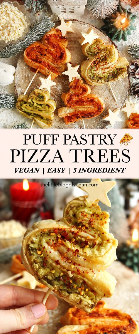 Vegan Christmas Dinner Starters, Christmas Tree Pizza Appetizers, Puff Pastry Veggie Pizza, Vegan Puff Pastry Appetizers, Christmas Food Ideas Savoury, Christmas Vegetarian Appetizers, Vegan Puff Pastry Recipes Savory, Dairy Free Gluten Free Appetizers, Puff Pastry Savory Recipes