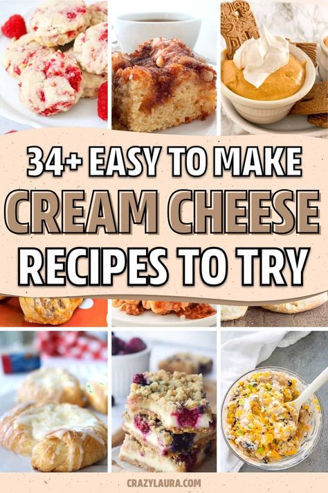 Block Of Cream Cheese Recipe, Ways To Use Cream Cheese, Recipes That Use Cream Cheese, Cream Cheese Recipes Savory, 4 Oz Cream Cheese Recipes, Dessert Using Cream Cheese, Easy Cream Cheese Recipes, Cream Cheese Desserts Easy, Homemade Cream Cheese Recipe