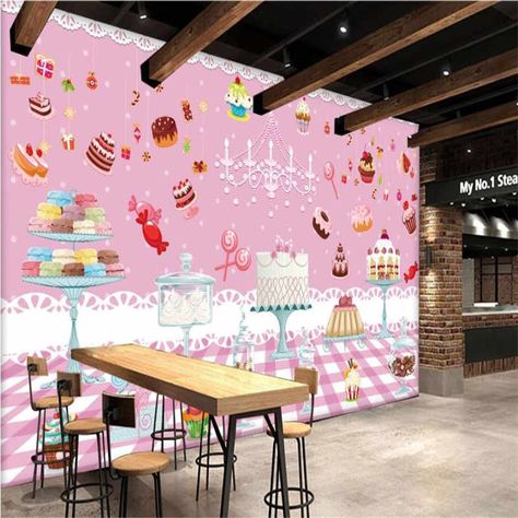 Bakery Background, Painting Wallpapers, Dessert Wall, Window Paintings, Sleeping Beauty Princess, Cheap Wallpaper, Custom Murals, Wall Mural Wallpaper, Photo Stickers