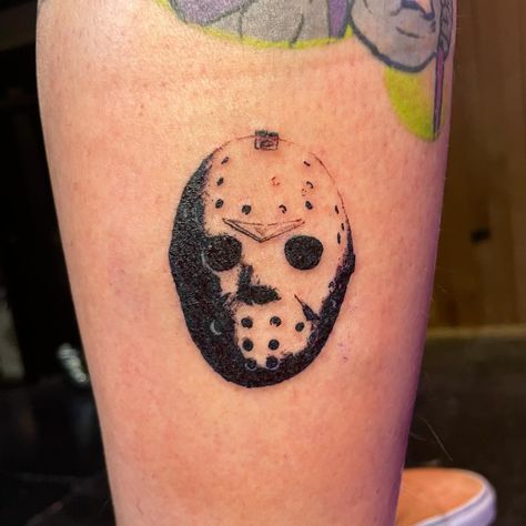 jason voorhees mask for @jakeok9 ! #seattletattooartist #queertattooartist #femmetattooer #transtattooartist #lucytats Jason Mask Tattoo, Jason Voorhees Tattoo, Heavy Metal Tattoo, Jason Voorhees Mask, Seattle Tattoo, Jason Mask, Metal Tattoo, Mask Tattoo, Tattoo Portfolio