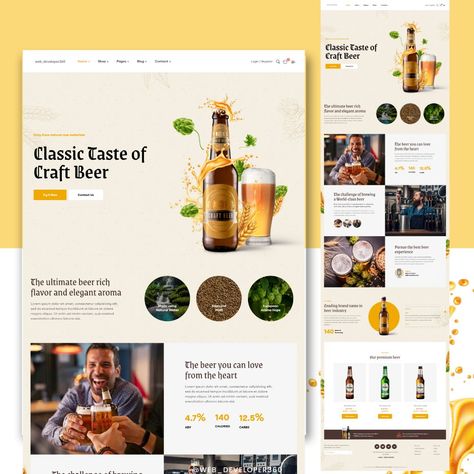 Beer Website Design, Beer Website, Beer Factory, Event Website, Beer Custom, Beer Brands, Beer Design, App Design Inspiration, Web Layout Design