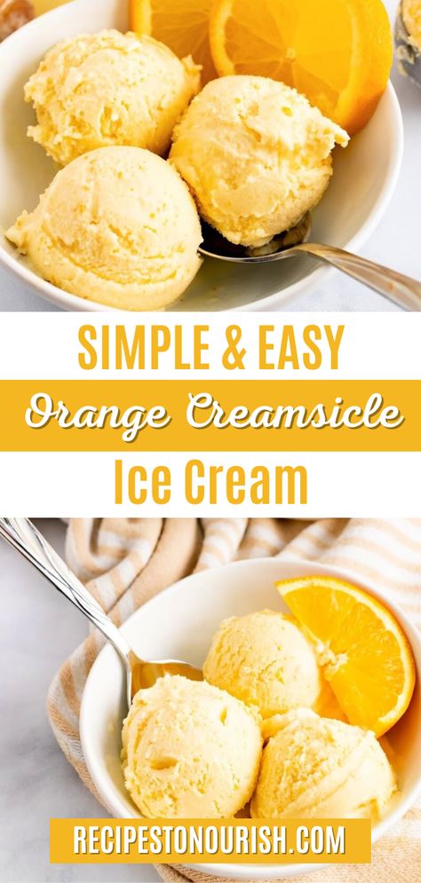 Simple & Easy Orange Creamsicle Ice Cream. It’s really so easy to make your own orange creamsicle version and turn it into an orange cream ice cream at home. Creamy vanilla meets sweet orange – it’s the perfect flavor pair! Your taste buds are going to jump for joy when you take a bite of this delectable treat. Orange Creamsicle Ice Cream Recipe, Creamsicle Ice Cream Recipe, Orange Ice Cream Recipe, Orange Creamsicle Ice Cream, Jello Ice Cream, Creamsicle Ice Cream, Orange Ice Cream, Gluten Free Chocolate Recipes, Ice Cream Maker Recipes