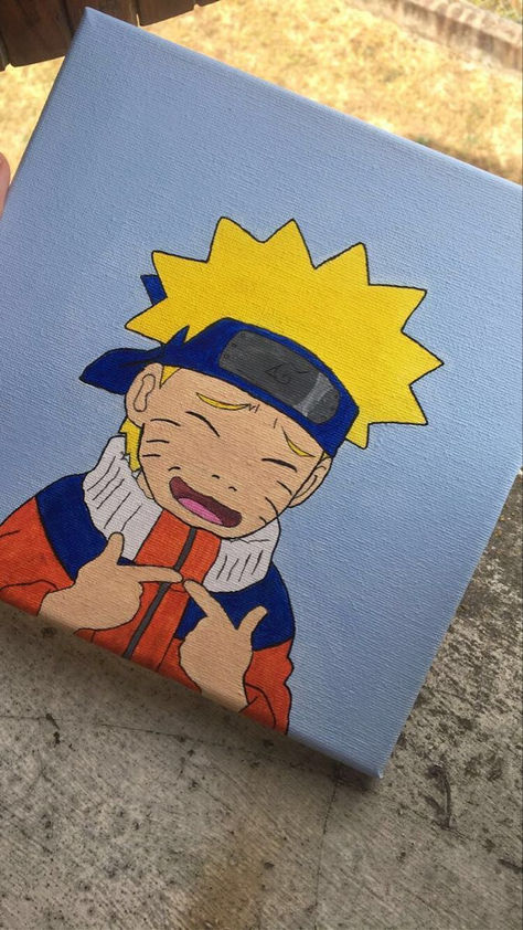 My hope is to share my knowledge with you so you too can expand your love for the arts. Thank you for your interest! Small Anime Paintings, Naruto Anime Painting, Anime Painting Easy, Naruto Painting Ideas On Canvas, Naruto Canvas Painting, Simple Anime Painting, Anime Paintings Canvases, Naruto Canvas, Quick Easy Crochet