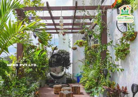 Best 7 Beautiful Terrace Garden Ideas In 2023 - Namma Family Terrace Designs, Beautiful Terrace, Bamboo Roof, Terrace Garden Ideas, Enchanting Garden, Terrace Garden Design, Tower Garden, Green Environment, Garden Terrace