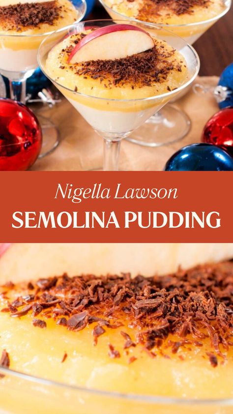 Nigella Semolina Pudding Semolina Recipe Healthy, Semolina Pudding Recipes, Recipes With Semolina, Semolina Dessert Recipe, Semolina Recipes, Nigella Recipes, Custard Dessert Recipes, White Pudding, Semolina Recipe