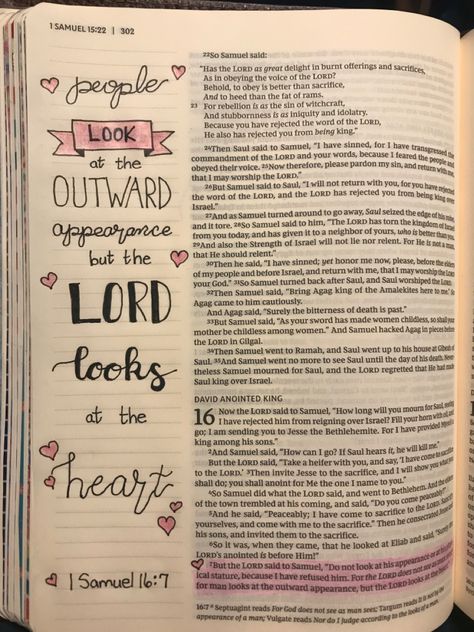 1 Samuel Bible Study Notes, Luke 8 Bible Journaling, 1 Samuel Bible Journaling, 1 Samuel 16:7, Luke 4 Bible Journaling, Samuel Bible, Luke 9:23-24 Bible Journaling, John 16:33 Bible Journaling, Bible Journal Notebooks