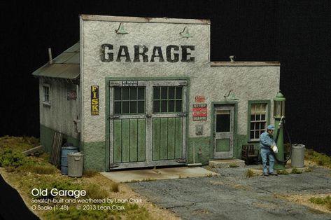 OVG-01b Asphalt Pavement, Ho Scale Buildings, Old Garage, Old Gas Stations, Model Train Scenery, Gas Pump, Filling Station, Service Station, Train Layouts