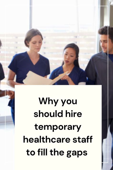 Finding temporary nurses and physicians to help fill in gaps in your full-time workforce is easier than ever. As the need for nurses is growing, especially hourly nurses, it’s becoming more common for healthcare facilities to outsource their temporary nursing needs to staffing agencies. Why you should hire temporary healthcare staff to fill the gaps Staffing Agency Business, Healthcare Business, Staffing Agency, Full Time, Business Tips, Nursing, Health Care, Gap, Medical