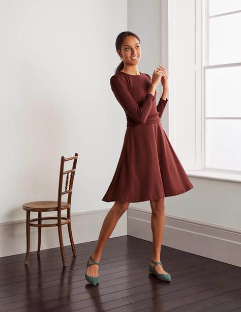 Maggie Ponte Dress Long Sleeve Jersey Dress, October Fashion, Dress Maroon, Boden Women, Jersey Knit Dress, Boden Dress, Dress Stretch, Ponte Dress, Boden Dresses