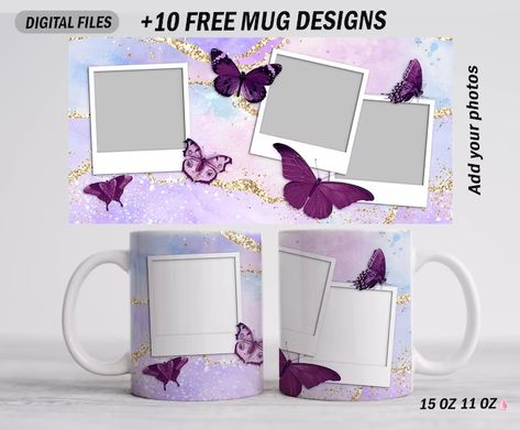 TumblerDesignsKatya - Etsy Russia Mug Designs Ideas, Sublimation Mugs Template, Chocolate Day Images, Learning Photoshop, Frames Design Graphic, Collage Idea, Butterfly Mug, Photo On Mug, Frames Design