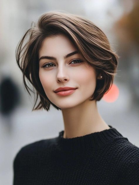 Dark Brown Pixie Haircut, Asian Hair Bob, Asian Pixie Cut, Short Haircuts For Oval Faces, Female Short Hair, Haircuts For Oval Faces, Short Pixie Bob Haircuts, Short Asymmetrical Haircut, Bobs Hairstyles