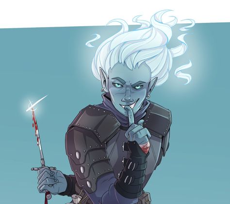 Male airgenasi watergenasi rogue thief assassin elf fey blueskin bluehair whitehair blueeyes dagger Genasi Rogue, Air Genasi, Arcane Trickster, Dnd Character Art, Dnd Races, Dnd Character Ideas, Fun To Draw, Fantasy Races, Dungeons And Dragons Characters